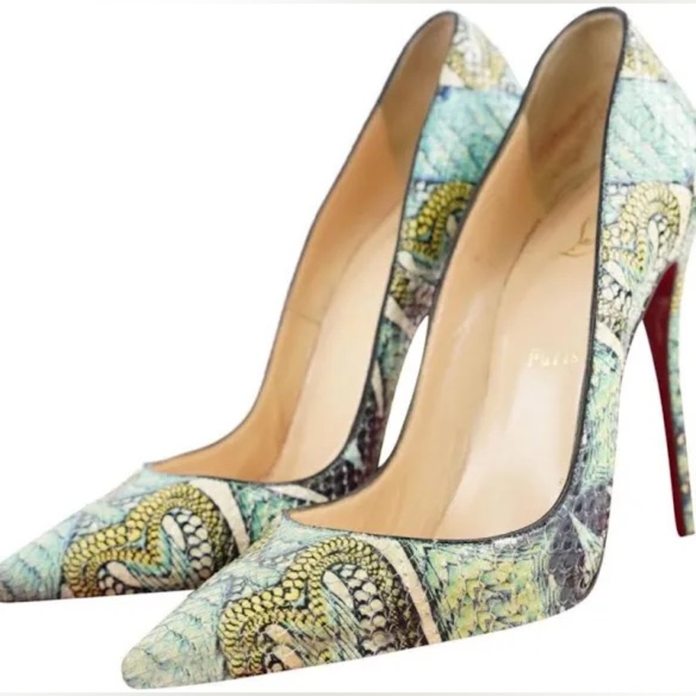 Christian Louboutin So Kate 120 Python Inferno Sandals Size 38.5
